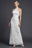 Robe de mariée longue à manteaux blancs à volants en forme de dos nus