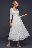 Robe de mariée maskine bohème à col carré blanc perlé et scintillante
