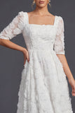 Robe de mariée maskine bohème à col carré blanc perlé et scintillante
