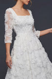 Robe de mariée maskine bohème à col carré blanc perlé et scintillante