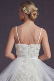 Robe de mariée courte avec des brides courtes bodycons 3D Bodycon, fleurs 3D