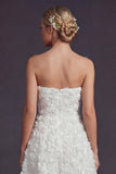 Robe de mariée blanche sans bretelles A Line Long avec fleurs 3D