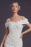 Robe de mariée courte blanche à épaules froides Bodycon avec des fleurs 3D