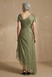 Robe de mère de la mariée à manches courtes à manches courtes Sage poussiéreuse