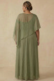 Robe asymétrique Dusty Sage Ligne A Mère de la Mariée