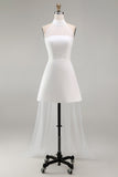 Robe blanche courte ligne A col nu avec manches
