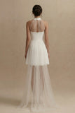 Robe blanche courte ligne A col nu avec manches