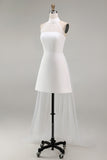 Robe blanche courte ligne A col nu avec manches