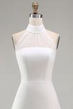 Robe blanche courte ligne A col nu avec manches