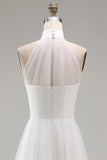 Robe blanche courte ligne A col nu avec manches