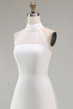 Robe blanche courte ligne A col nu avec manches