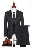 Costumes noir 3 pièces à revers pointu à boutons