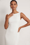 Robe de réception de mariage Maxi à col rond en sirène blanche avec dentelle