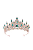 Tiare couronne de la Reine du bal de bal en cristal doré et vert