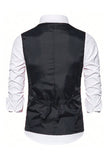 Gilet de costume homme noir à col en V et paillettes simple boutonne