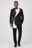 Costumes noirs de bal deux pièces à encoche unique à bouton, vestige de bal pour hommes