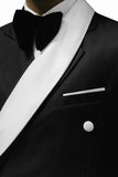 Costumes noirs de bal deux pièces à encoche unique à bouton, vestige de bal pour hommes