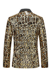 Blazer pour hommes à simple boutonnage à paillettes léopard éclatante et scintillant