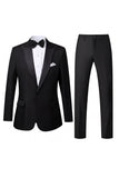Costumes de bal pour hommes en 2 pièces noirs à revers pointu un bouton