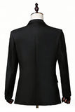 Costumes de bal pour hommes en 2 pièces noirs à revers pointu un bouton