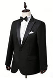 Costumes de bal pour hommes en 2 pièces noirs à revers pointu un bouton