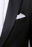 Costumes de bal pour hommes en 2 pièces noirs à revers pointu un bouton