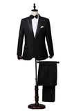 Costumes de bal pour hommes en 2 pièces noirs à revers pointu un bouton