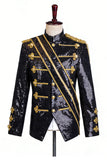 Costumes noirs à simple poitrine pour hommes avec paillettes