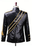 Costumes noirs à simple poitrine pour hommes avec paillettes