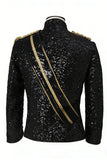 Costumes noirs à simple poitrine pour hommes avec paillettes