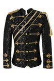 Costumes noirs à simple poitrine pour hommes avec paillettes