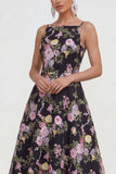Robe multiflorale imprimée midi à bretelles fines A Line