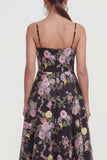 Robe multiflorale imprimée midi à bretelles fines A Line