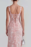 Robe midi florale midi à fourreau lilas à fourreau transparent corset à col carré avec dentelle dans le dos