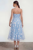 Robe fleurie midi lilas midi sans bretelles sans bretelles avec poches