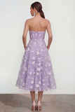 Robe fleurie midi lilas midi sans bretelles sans bretelles avec poches