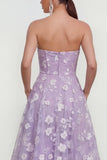 Robe fleurie midi lilas midi sans bretelles sans bretelles avec poches