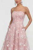 Robe fleurie midi lilas midi sans bretelles sans bretelles avec poches