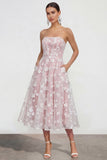 Robe fleurie midi lilas midi sans bretelles sans bretelles avec poches
