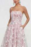 Robe fleurie midi lilas midi sans bretelles sans bretelles avec poches