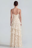 Robe Maxi à bretelles fines florales lilas Shearh avec volants et fente