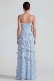 Robe Maxi à bretelles fines florales lilas Shearh avec volants et fente