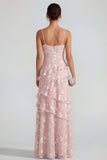 Robe Maxi à bretelles fines florales lilas Shearh avec volants et fente