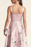 Robe midi à fleurs midi à satin à col carré bleu à col carré en ligne