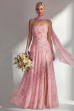 Robe longue de demoiselle d’honneur à motif de fleurs jaunes roses, en chiffon et fête