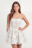 Corset blanc appliqué sans bustier A Line Mini robe