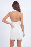 Mini robe bodycon blanche blanche scintillante avec paillettes
