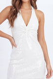 Mini robe bodycon blanche blanche scintillante avec paillettes
