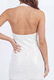 Mini robe bodycon blanche blanche scintillante avec paillettes