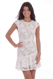 Robe de remise de diplôme courte en dentelle blanche, col rond à volants, manches